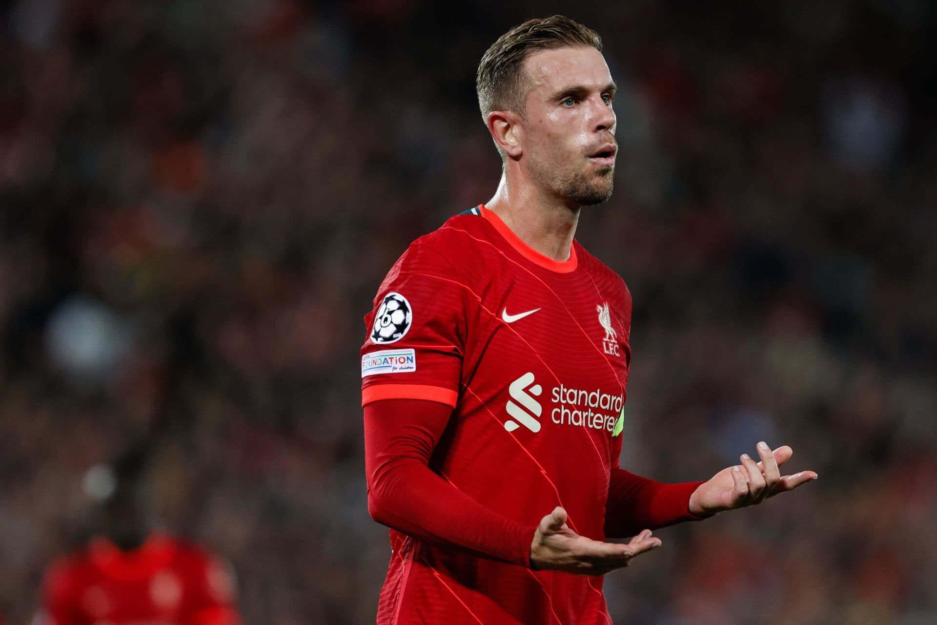 Jordan Henderson (Liverpool FC) reaction during Group B - Liverpool FC vs AC Milan