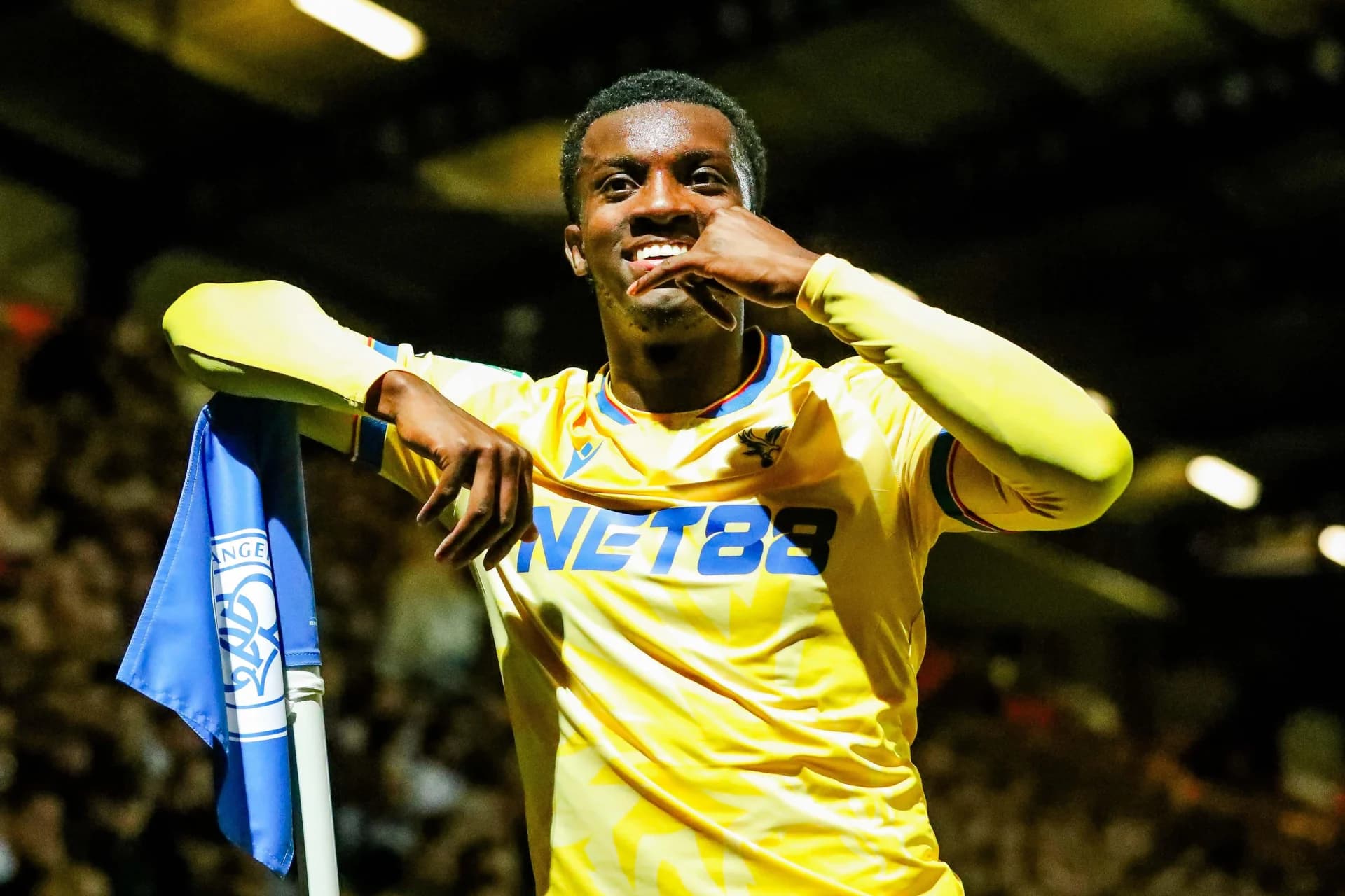 Nketiah celebrating a goal for Crystal Palace.