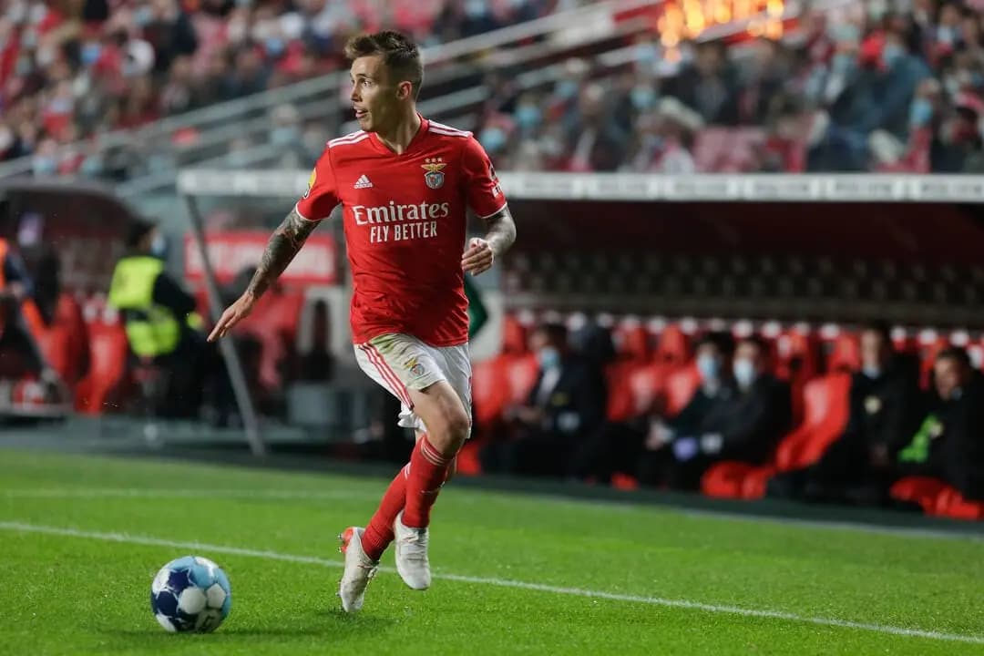 Alex Grimaldo playing for FC Benfica in the Portuguese Primeira Liga 