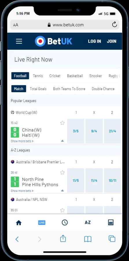 BetUk In Play Betting