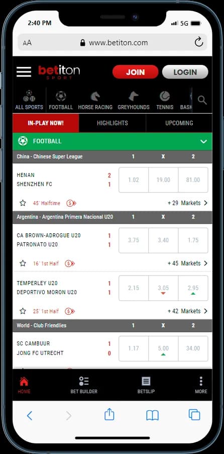Betiton In Play Betting