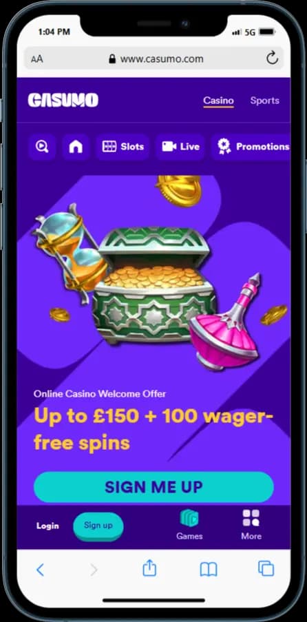 Casumo Casino Bonus Offer - Up to £150 + 100 wager-free spins