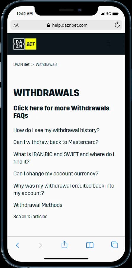 DaznBet Withdrawals FAQs