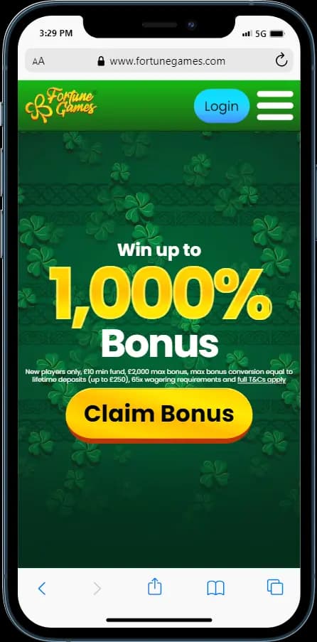 Fortune Games Casino Additional Offer - Spin the Bonus Wheel, allowing you to potentially Win up to 1000% Bonus
