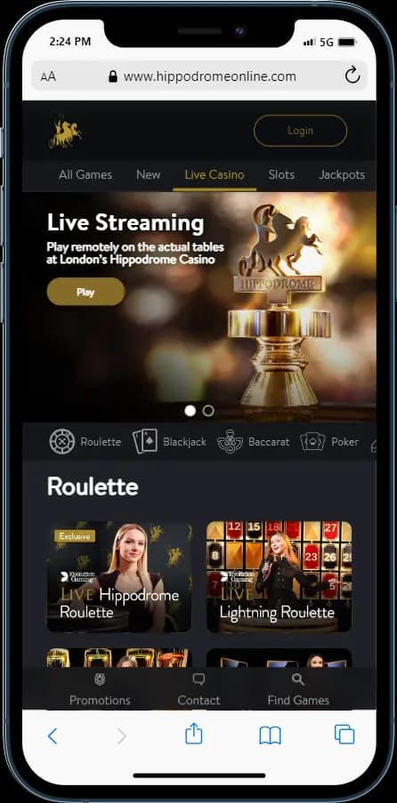 Hippodrome Online Casino Live Streaming 