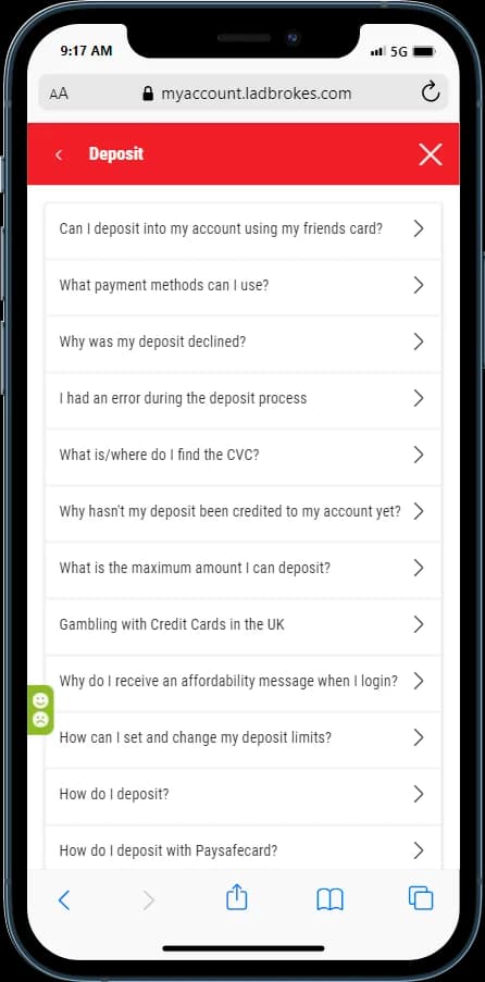 Ladbrokes Deposit