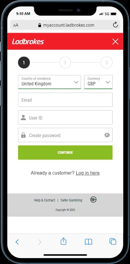 Ladbrokes Registration Process
