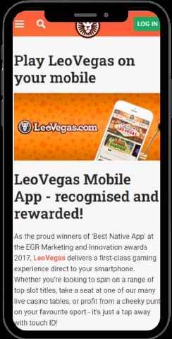 LeoVegas Casino Mobile app