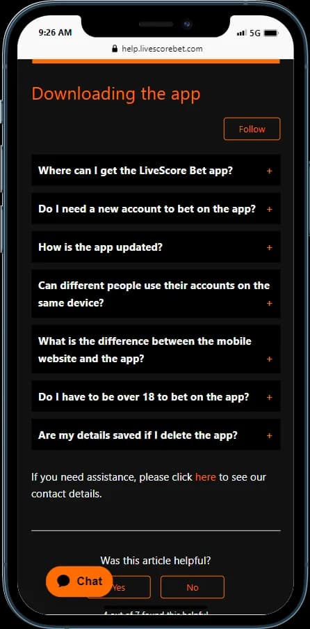 LiveScoreBet Downloading app