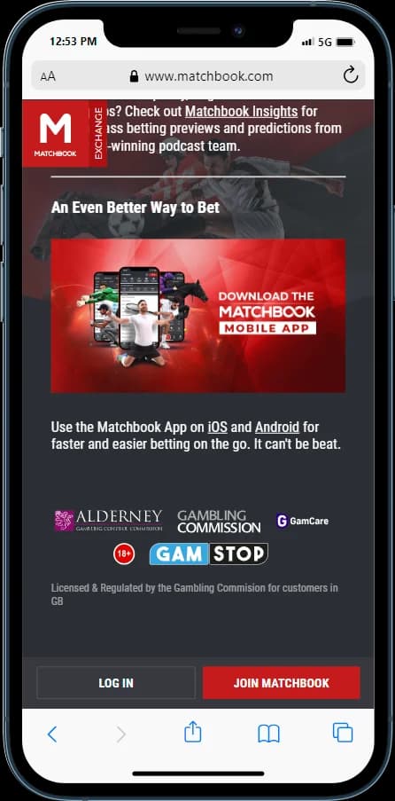 Download the Matchbook mobile app