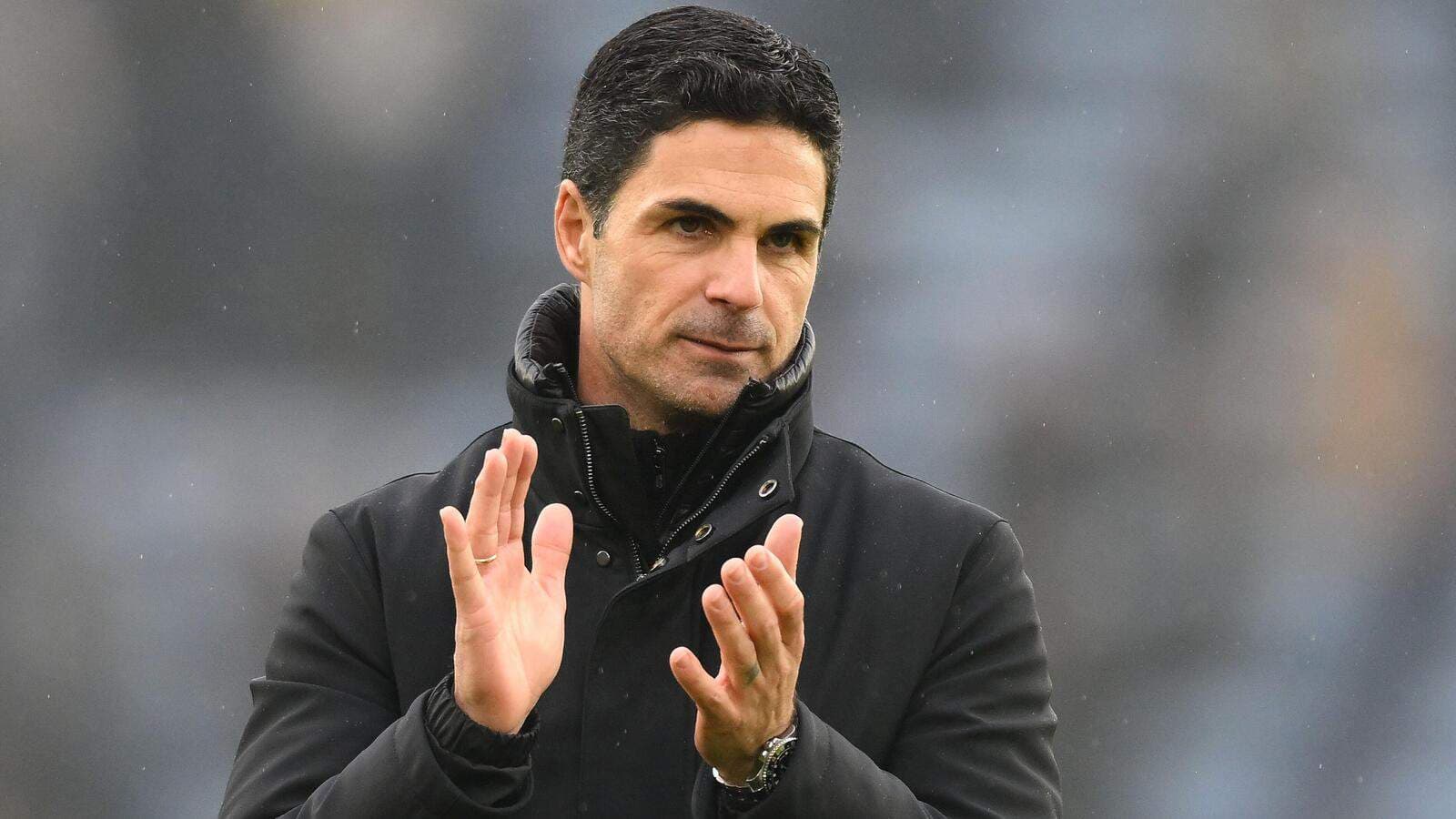 Mikel Arteta, manager of Arsenal celebrates victory
