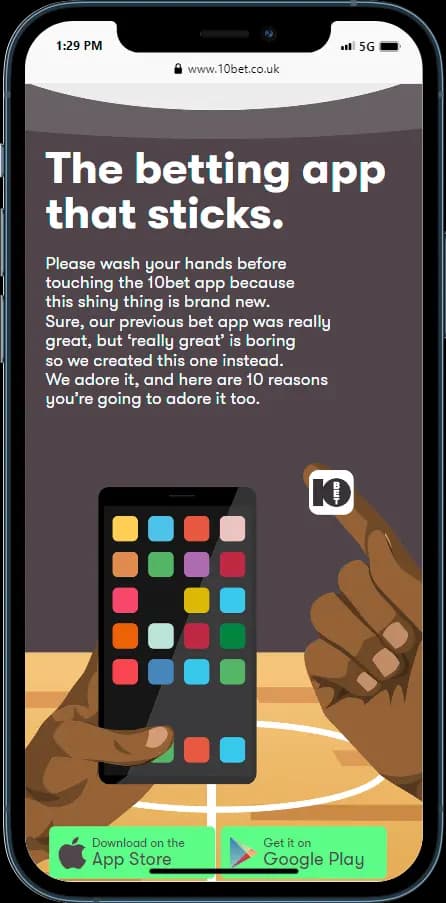 Check out the10bet App for Android and iOS