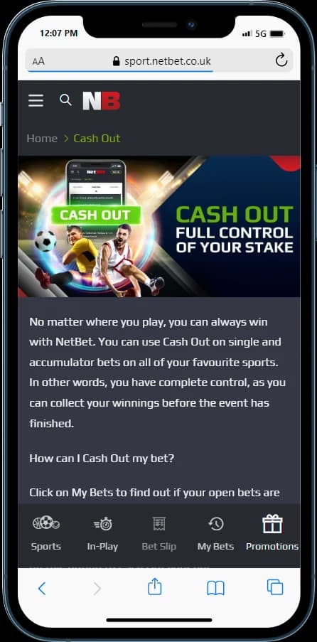 You have Partial Cash Out option at NetBet Withdrawal 