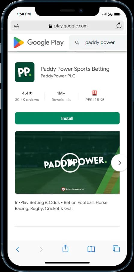 Download Paddy Power mobile app from Google Play Store