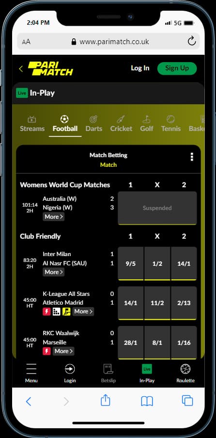Check out the Parimatch In-Play section 
