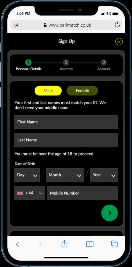 Steps you need to take to sign up at Parimatch