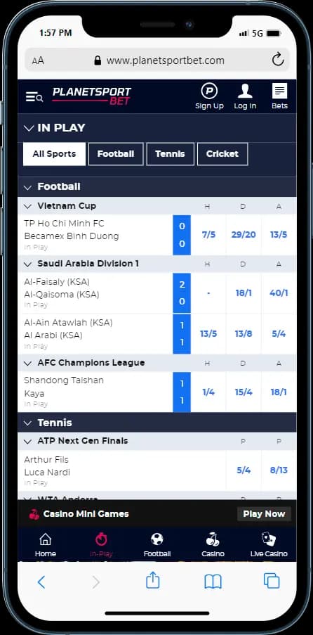 Planet Sport Bet - In play betting 