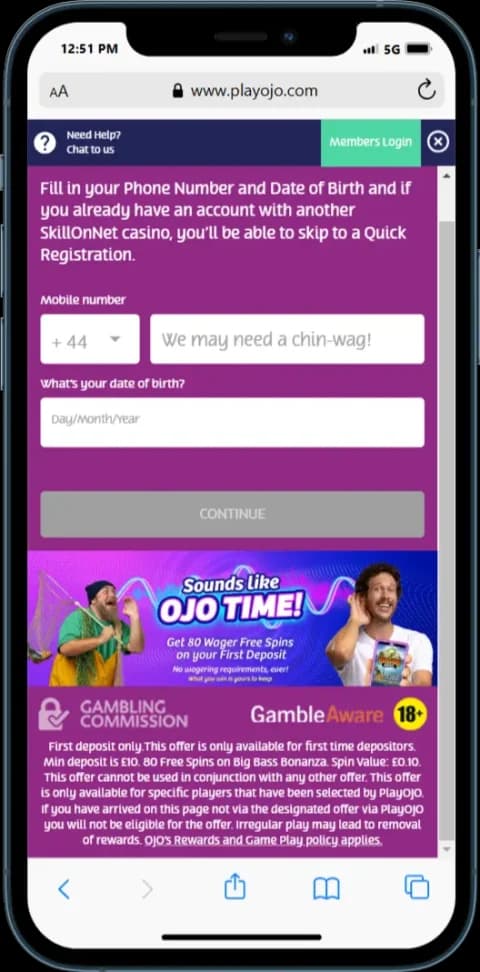 PlayOjo sign up