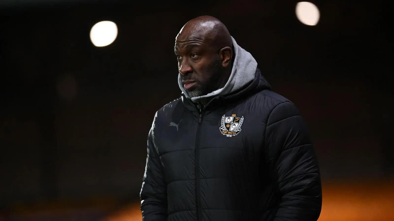 Port Vale Manager Darren Moore pictured on the touchline