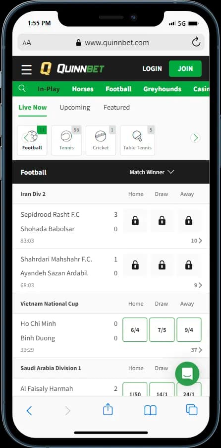 QuinnBet Sport - In play betting
