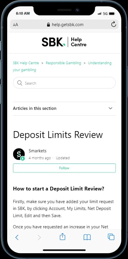 SBK Deposit Limits