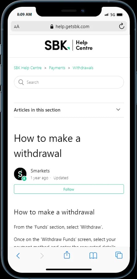 How to make a withdrawal at SBK