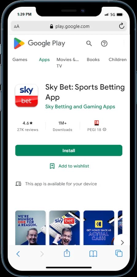 SkyBet Android app