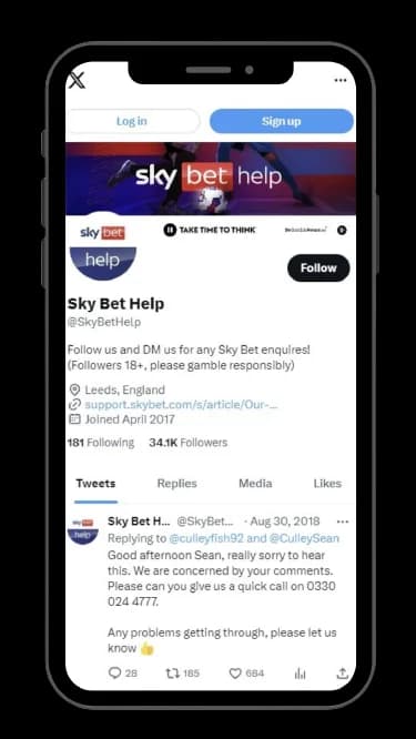 SkyBet Twitter Support