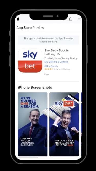 Check out the SkyBet app for iOS