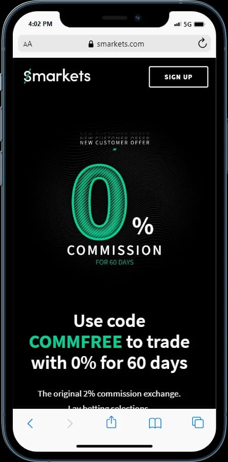 Smarkets Welcome Offer - Trade with 0% commission at Smarkets for 60 days