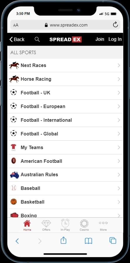 Spreadex All sports