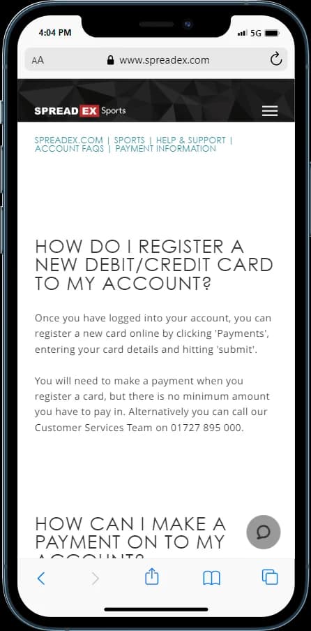 Spreadex - Check out how to register a new card