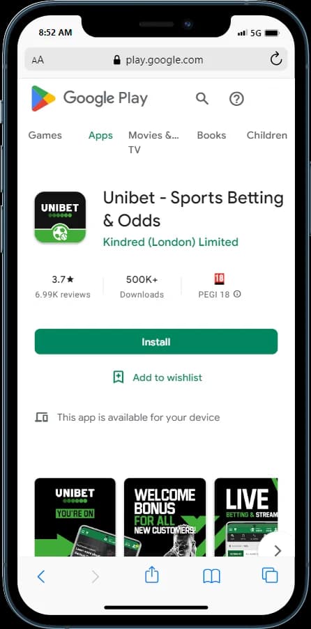 Unibet Android app