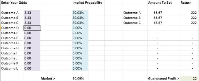 Arbitrage Excel Spreadsheet