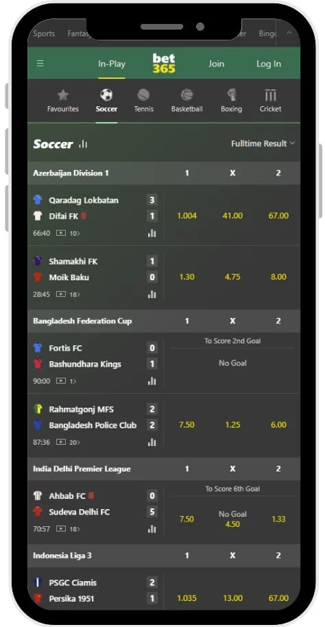 bet365 In play betting