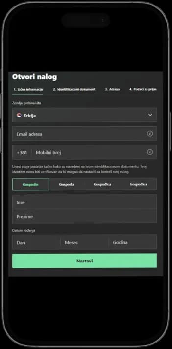 Registracija na bet365 - Korak 1
