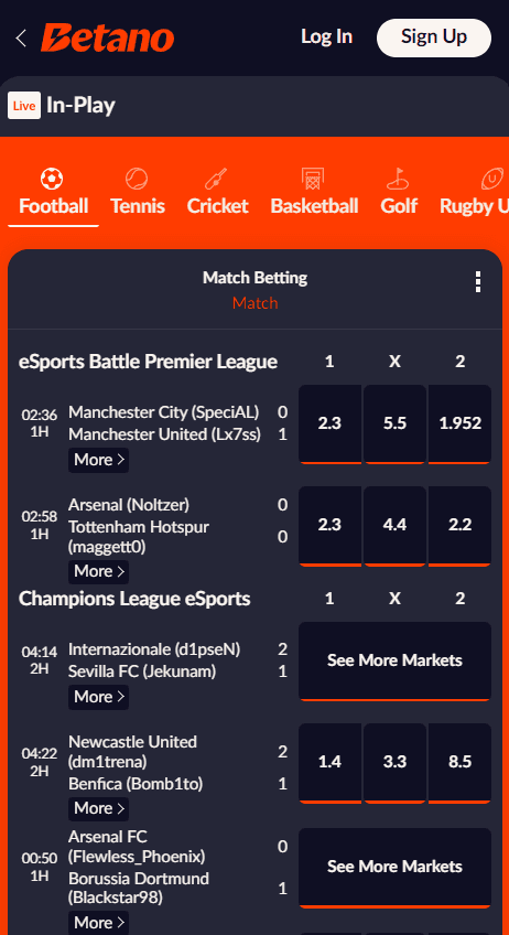 Betano live betting