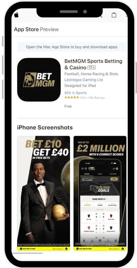 BetMGM iOS mobile app