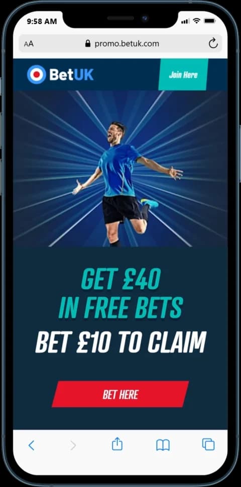BetUK New Welcome Offer - Bet £10, Get £40 in Free Bets