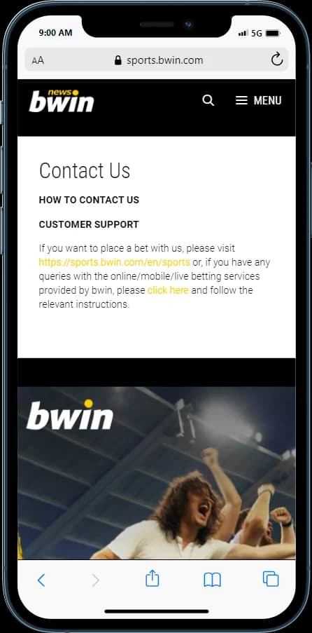 Check out how to contact customer service at bwin 