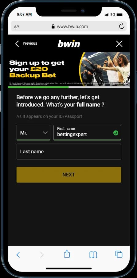 Check out the steps you need to take to register at bwin
