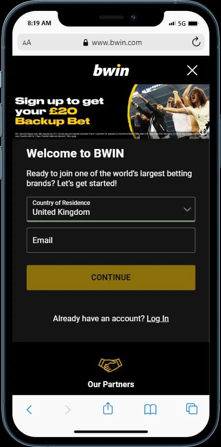 bwin Sign up process