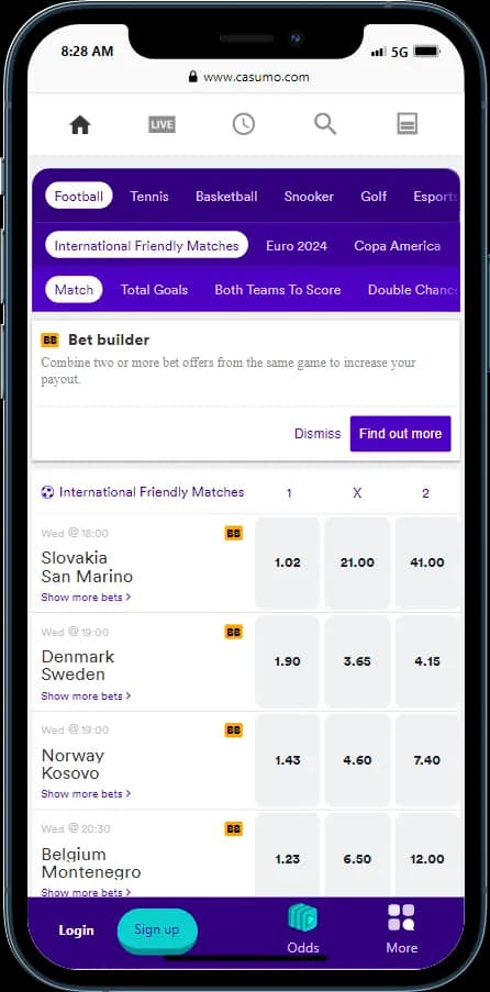 Casumo Sport Live Betting and Live streaming