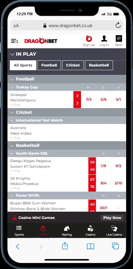 DragonBet In play betting