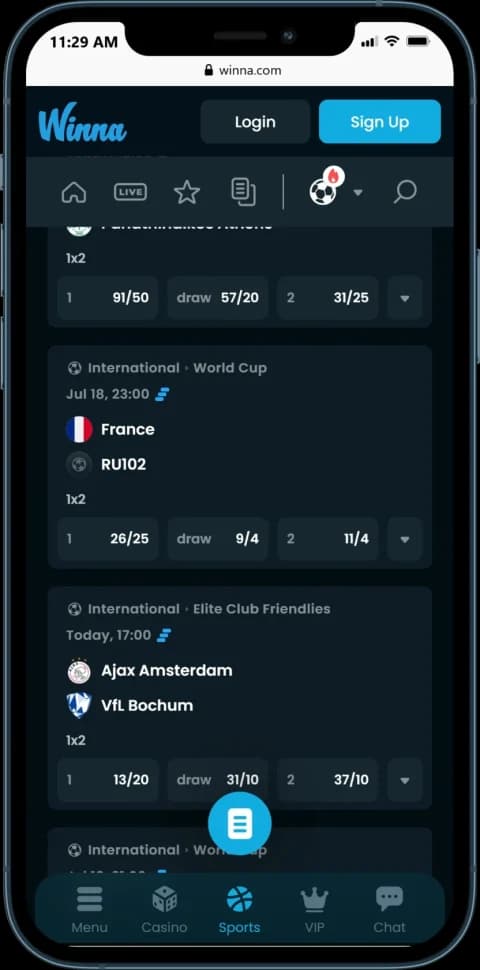 Winna betting markets