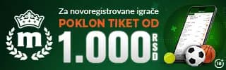 MaxBet specijalna ponuda - POKLON TIKET OD 1000RSD