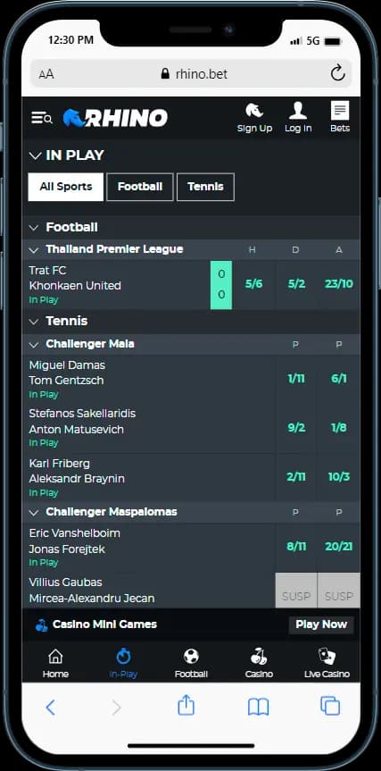 RhinoBet In play betting