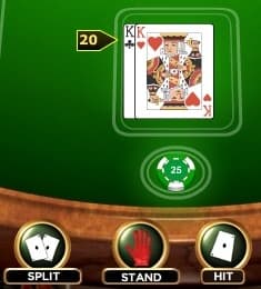 Never split on 20!