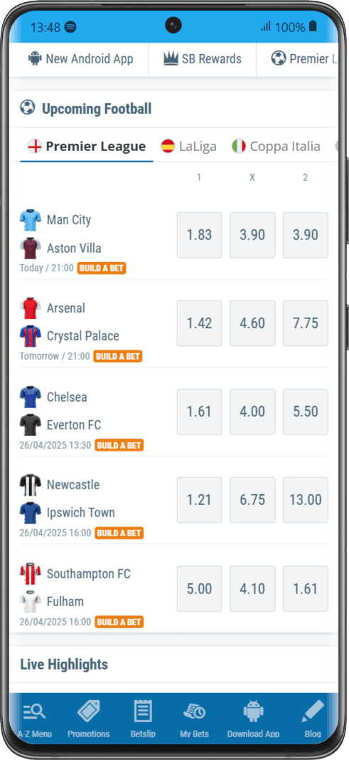 Sportingbet Betting Markets