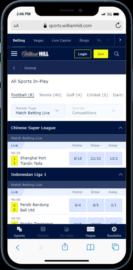 William Hill In play Betting